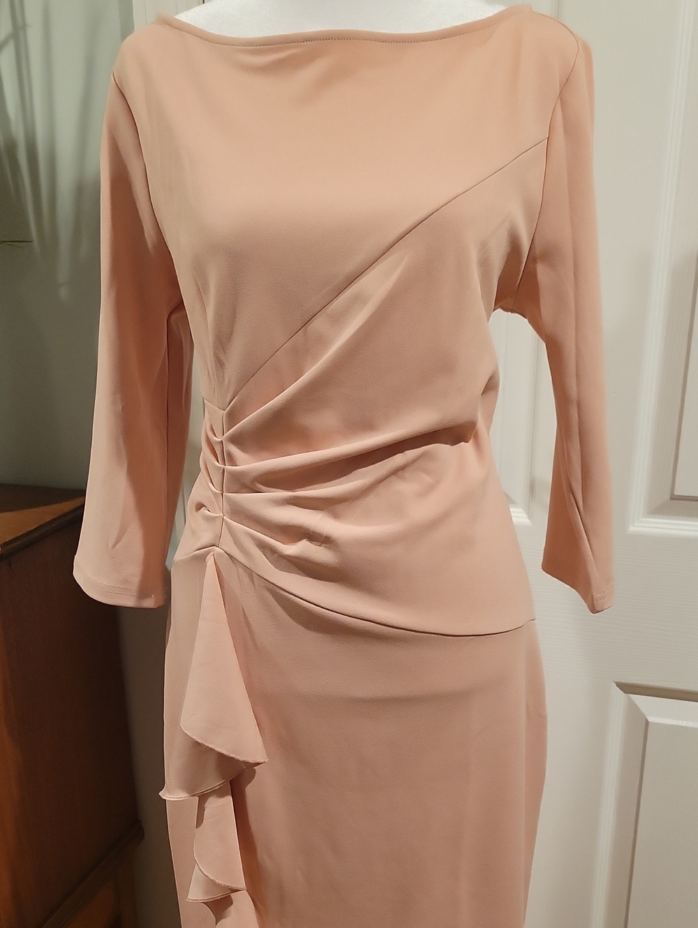 Elegant 3/4 Sleeve Sheath Dress in Blush